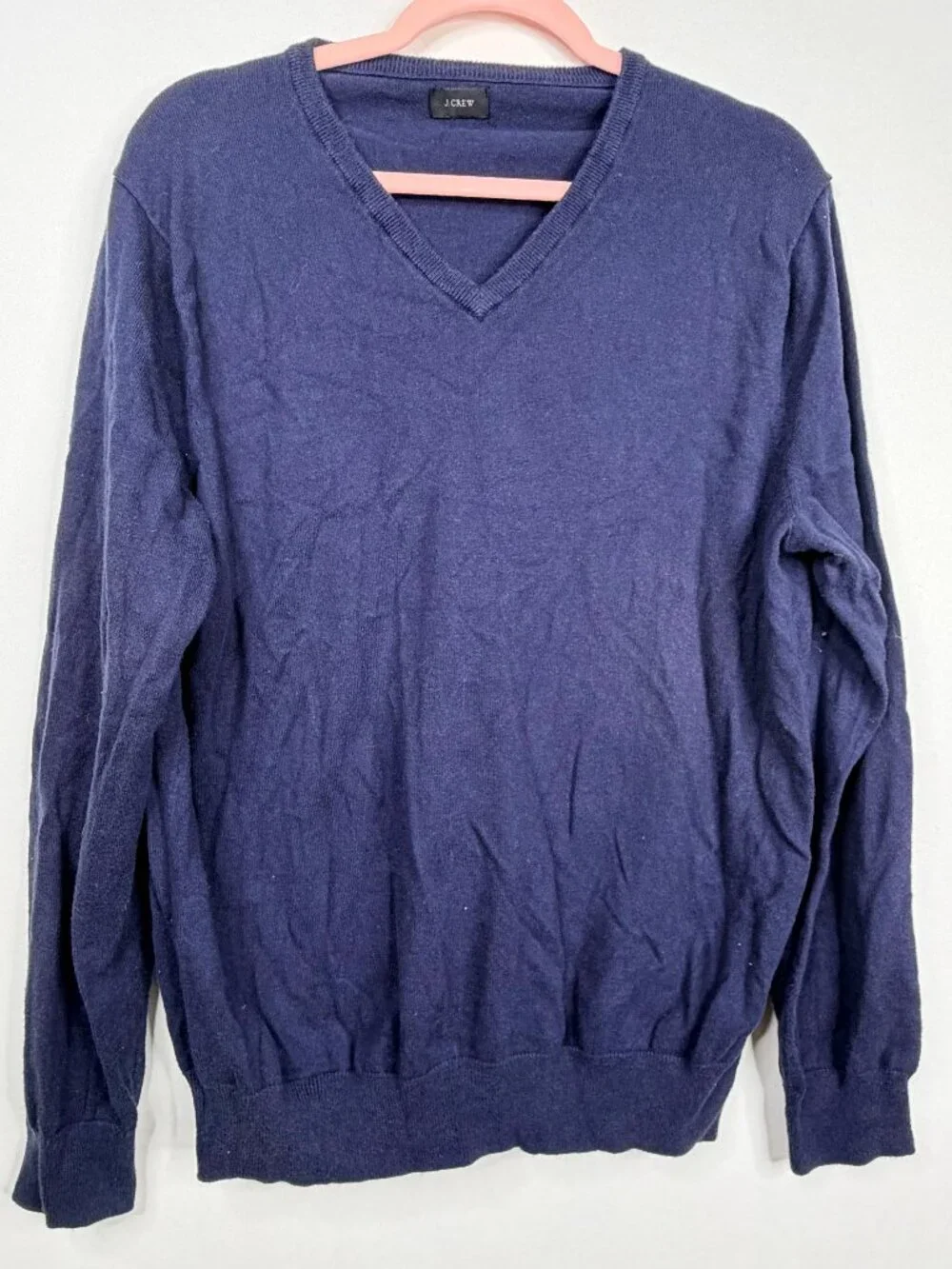 J. Crew Cotton-Cashmere V-neck Sweater Navy Large #A3099